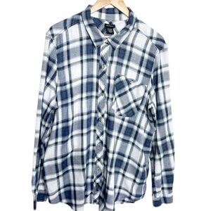 Calvin Klein Jeans Womens Plaid Long Sleeve Button Up Shirt Blue White Gr XXL